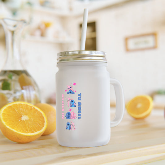 Mi Stitch, Tu Angel – Gefrostetes Einmachglas mit Strohhalm