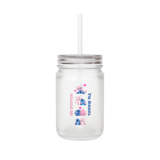 Mi Stitch, Tu Angel – Gefrostetes Einmachglas mit Strohhalm